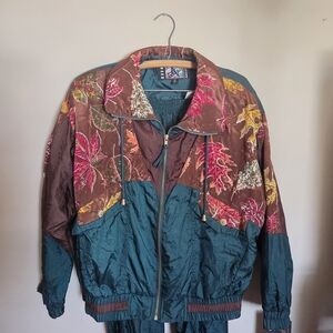 Vintage 90s Autumn  Windbreaker Suit With Tags Size L